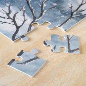 Teddybeer knuffelt een sneeuwpop legpuzzel (Zijkant)