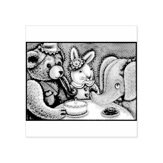 TEDDYBEER, KONIJN & OLIFANT PARTY RUBBER STEMPEL (Afrduk)