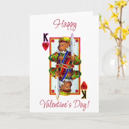 Teddybeer Koning van Harten Kaart (Gele Bloem)