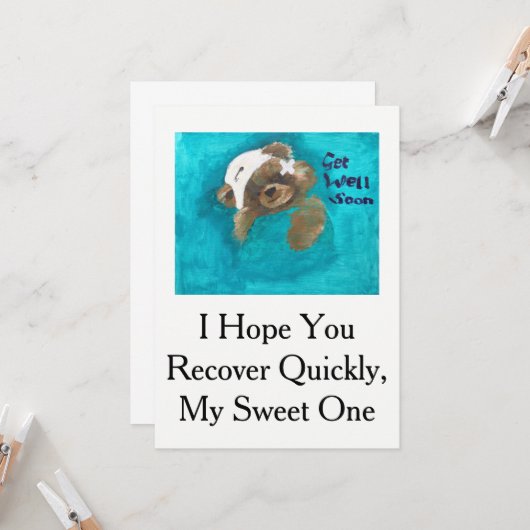 Teddybeer krijgt goede Kaart (Voorkant / Achterkant in situ)