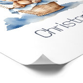 Teddybeer kwekerij hete lucht ballon blauw baby jo poster (Hoek)