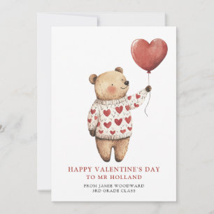 Teddybeer leraar Gelukkige Valentijnsdag    Feestdagenkaart