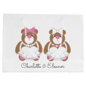 Teddybeer lesbisch bruiloft schattig wit groot cadeauzakje (Achterkant)