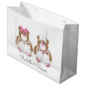 Teddybeer lesbisch bruiloft schattig wit groot cadeauzakje (Voorkant Gekanteld)