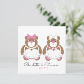 Teddybeer lesbisch bruiloft schattig wit kaart (Staand voorkant)