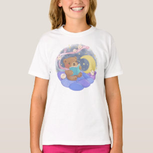 Teddybeer lezen met pluizige monsters illustratie t-shirt