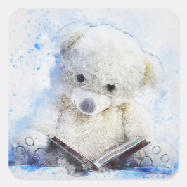 Teddybeer Lezing Classic Vierkante Stickers