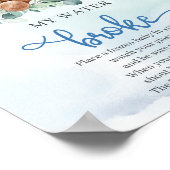 Teddybeer lichtblauw bloemenspel Mijn Water Broke Poster (Hoek)