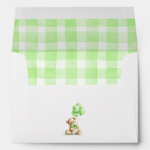 Teddybeer Lichtgroen Gingham Rutpatroon