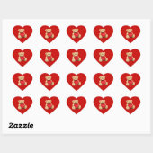 Teddybeer liefde hart rode achtergrond sticker (Vel)