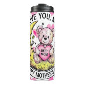 Teddybeer: liefde, harten, beste moeder thermosbeker (Voorkant)