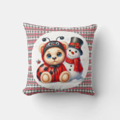 Teddybeer lieveheersbeestje met Snowman Baby showe Kussen (Voorkant)
