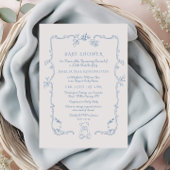 Teddybeer  lijst Toile Baby shower Kaart