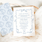 Teddybeer  lijst Toile Baby shower Kaart