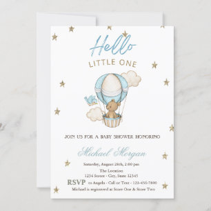Teddybeer Luchtballon Glitter Sterren Baby Shower Kaart