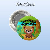 Teddybeer maakt aarde weer geweldig milieuvriendel ronde button 3,2 cm