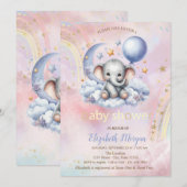 Teddybeer Maan Wolk Regenboog Baby Shower  Kaart (Voorkant / Achterkant)