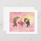 Teddybeer Macaw Tapir Vrienden Art Flat Note Kaart (Voorkant / Achterkant)