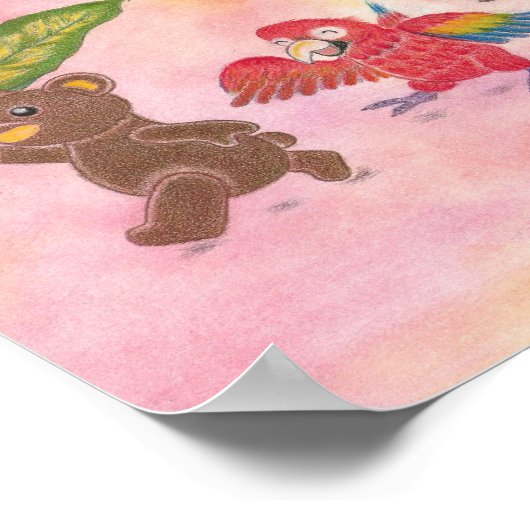Teddybeer Macaw Tapir Vrienden Kwekerij Art Poster (Hoek)