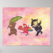 Teddybeer Macaw Tapir Vrienden Kwekerij Art Poster (Voorkant)