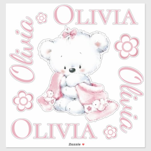 Teddybeer, Madeliefjes en ik Sticker (Vel)