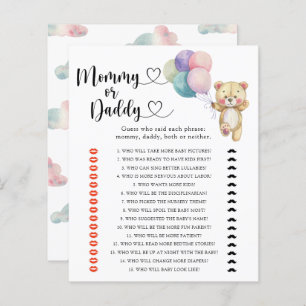 Teddybeer - mama of papa baby shower spel