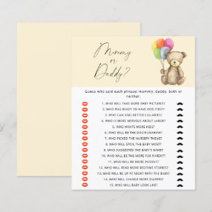 Teddybeer - mama of papa baby shower spel