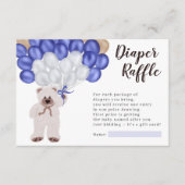 Teddybeer marine blauwe ballon luier loterij douch informatiekaartje (Voorkant)