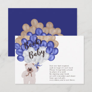 Teddybeer marineblauwe ballonboeken voor baby informatiekaartje