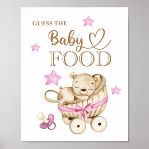 Teddybeer Meisje Baby “Raad het Babyvoedsel” Poste Poster