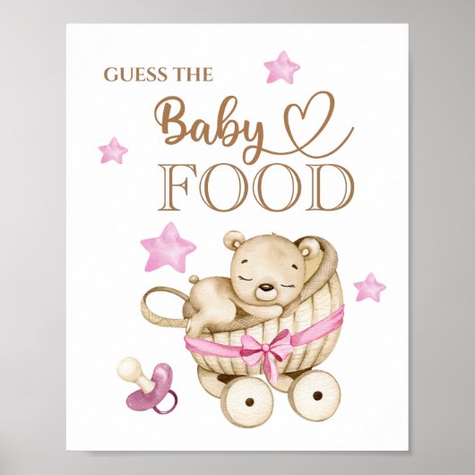 Teddybeer Meisje Baby “Raad het Babyvoedsel” Poste Poster (Voorkant)
