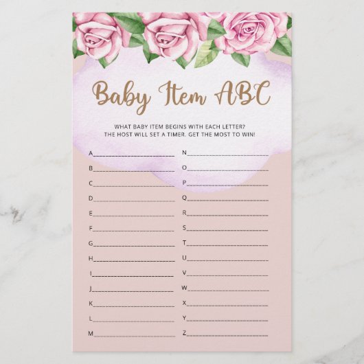 Teddybeer meisje baby shower Baby Item ABC Spel (Voorkant)