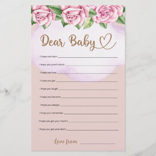 Teddybeer meisje baby shower Beste Baby Wensen (Voorkant)