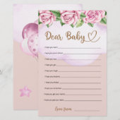 Teddybeer meisje baby shower Beste Baby Wensen (Voorkant / Achterkant)