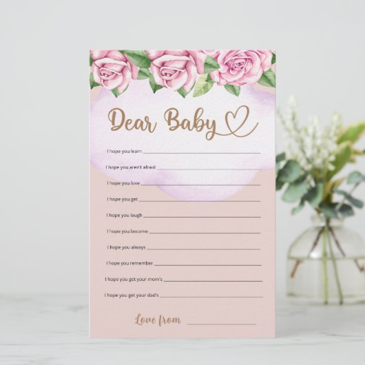 Teddybeer meisje baby shower Beste Baby Wensen (Staand voorkant)