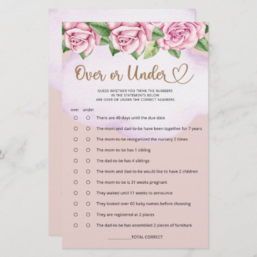 Teddybeer meisje baby shower over of onder (Voorkant / Achterkant)