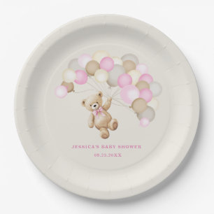 Teddybeer Meisje Baby Shower Papieren Bordje