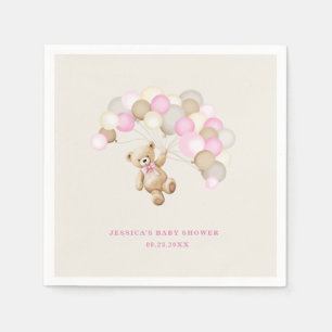 Teddybeer Meisje Baby Shower Servet