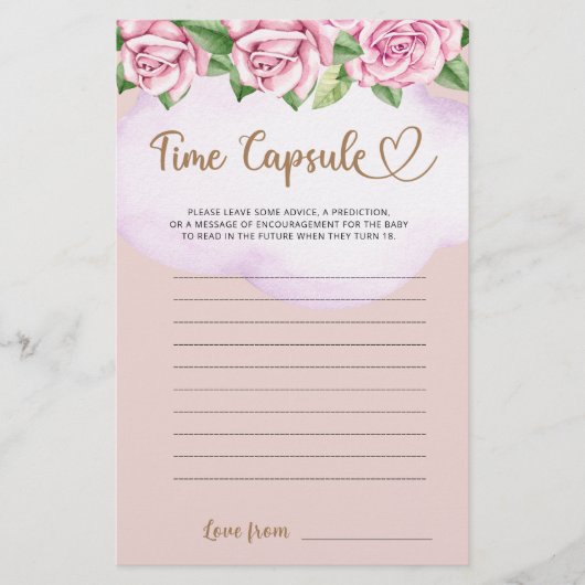 Teddybeer meisje baby shower Tijd Capsule (Voorkant)