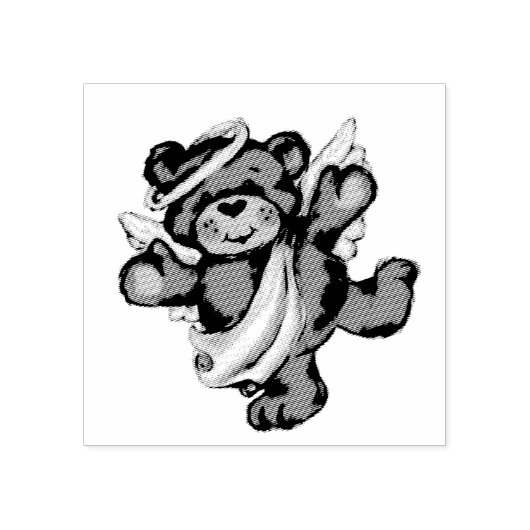 Teddybeer met Angel Wings Stamp Rubberstempel (Afrduk)