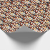 Teddybeer met arm in een slinger cadeaupapier (Hoek)