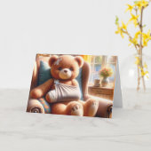 Teddybeer met arm in een slinger kaart (Gele Bloem)