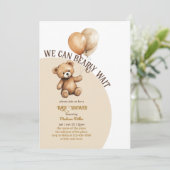 Teddybeer met ballon Baby shower Kaart (Staand voorkant)