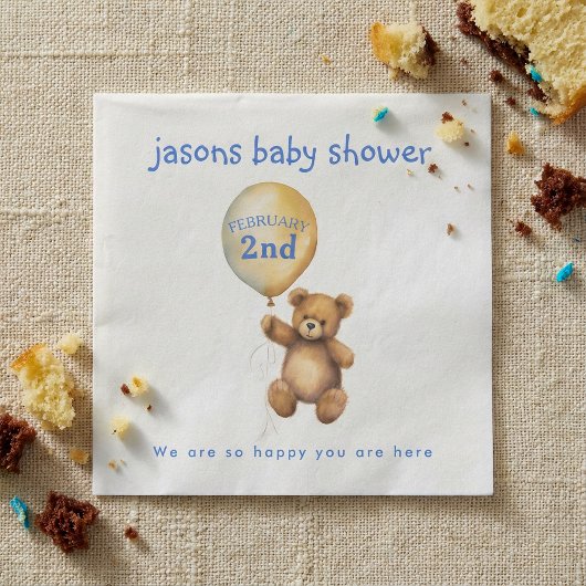 Teddybeer met ballon baby showers servet