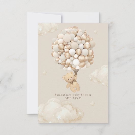 Teddybeer met ballonnen Baby shower Beary Veel Bedankkaart (Achterkant)
