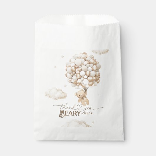 Teddybeer met ballonnen Baby shower Beary Veel Bedankzakje (Voorkant)
