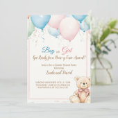 Teddybeer met ballonnen Baby shower onthullen In Kaart (Staand voorkant)
