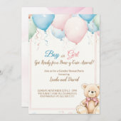 Teddybeer met ballonnen Baby shower onthullen In Kaart (Voorkant / Achterkant)