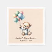Teddybeer met ballonnen Baby shower servetten (Voorkant)