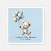 Teddybeer met ballonnen Baby shower servetten (Voorkant)